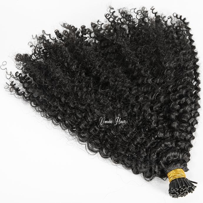 Kinky curly I tips hair extensions